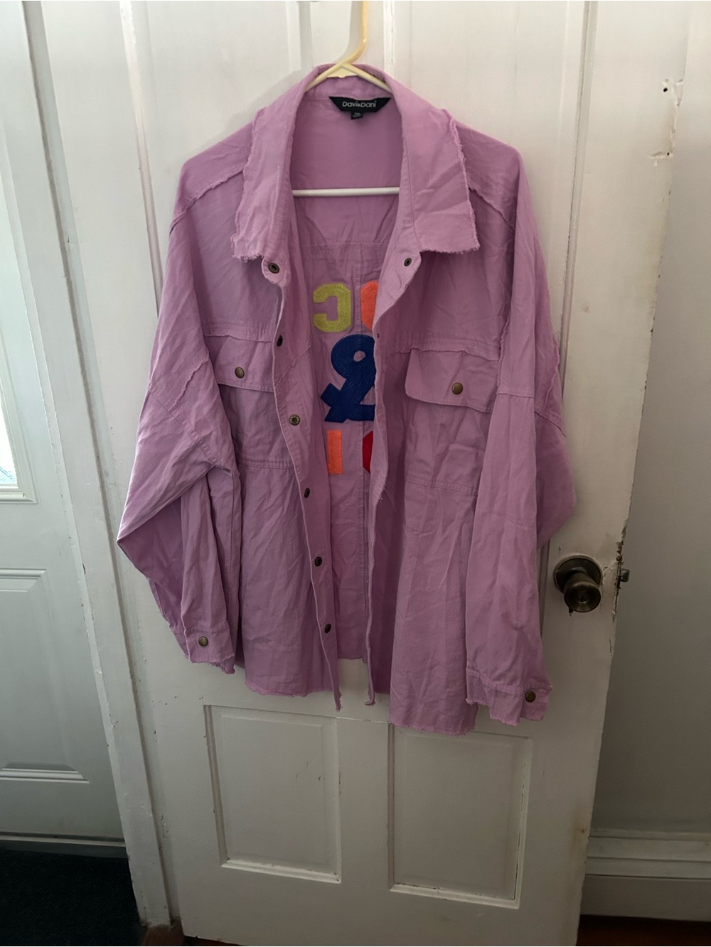 Davi & Dani Lavender Rock & Roll Oversized Shacket Jacket 1XL